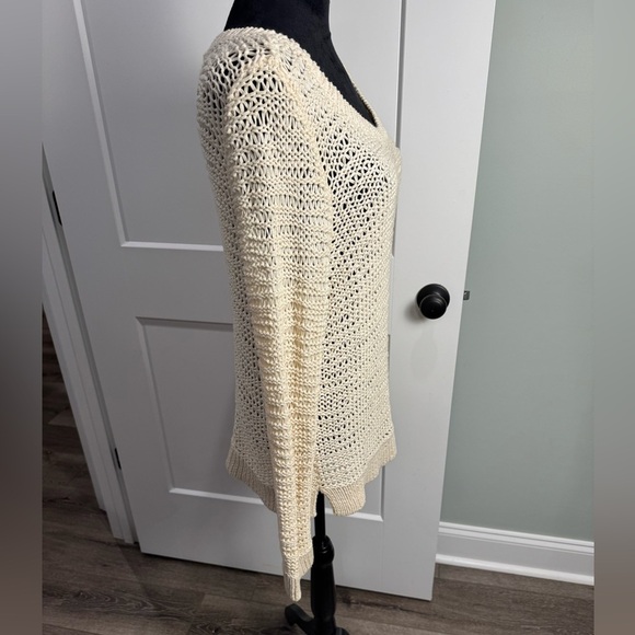 Eileen Fisher Hand Knit Ivory Sweater Large Cotton Blend Textured scoop - Picture 3 of 8